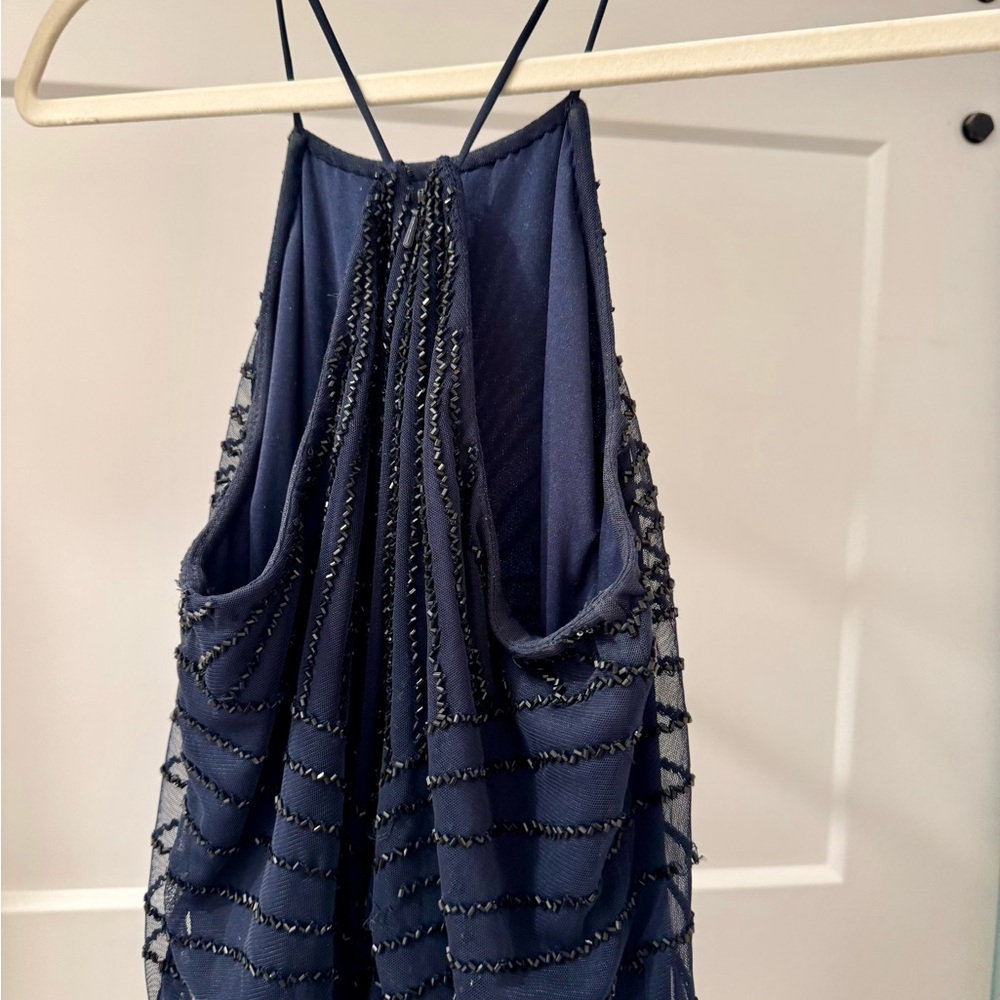 Adrianna Papell Midnight Beaded Maxi Gown